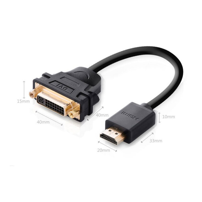Cabo Adaptador Vídeo Ugreen Hdmi Macho p/Dvi Fêmea Preto