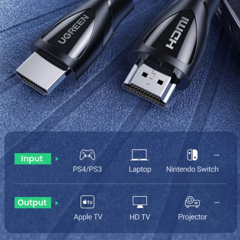 Cabo de Vídeo Ugreen Hdmi 2.1 8K-60Hz Macho 50cm Preto