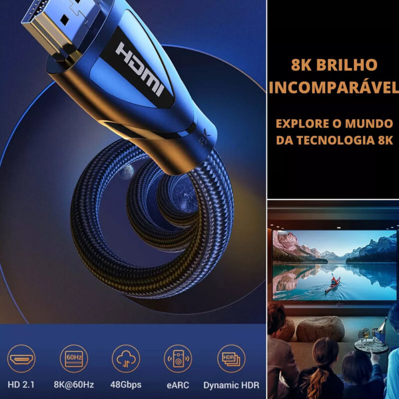 Cabo de Vídeo Ugreen Hdmi 2.1 8K-60Hz Macho 50cm Preto