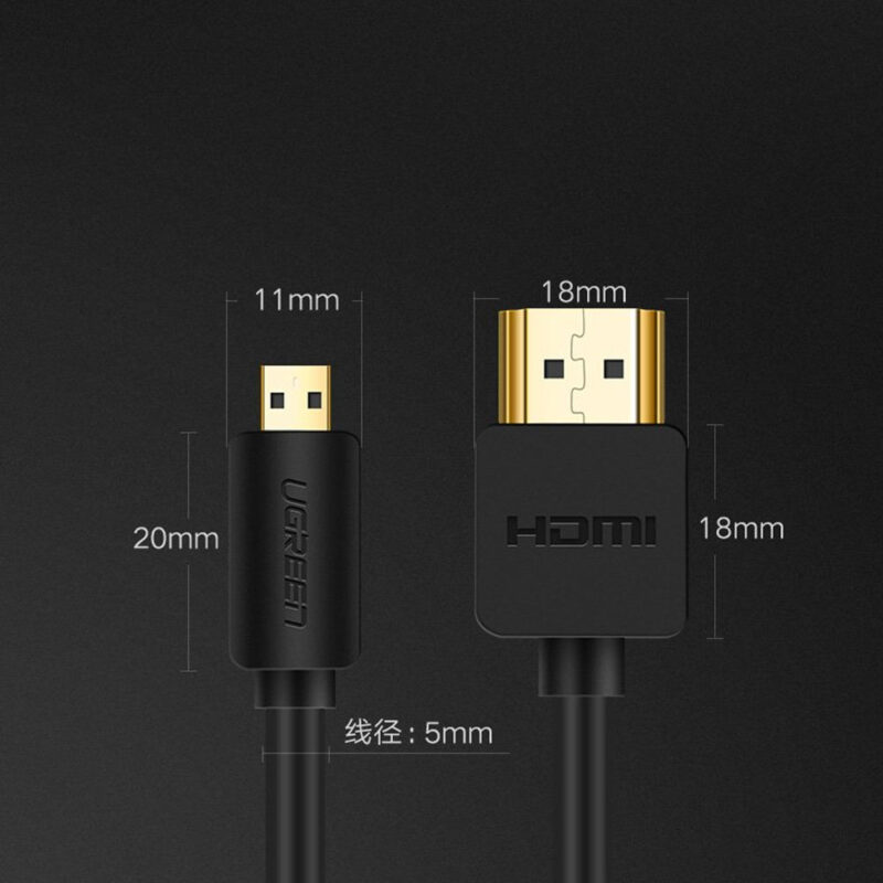 Cabo de Vídeo Ugreen Micro Hdmi p/Hdmi Macho 1.5M Preto