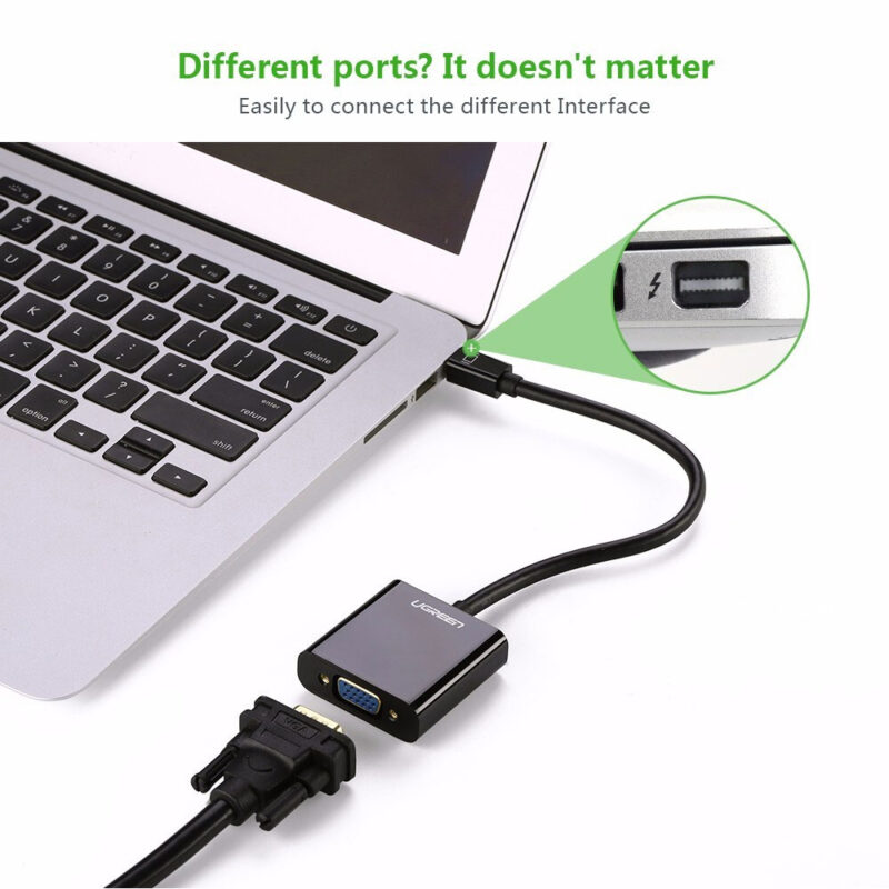 Adaptador Ugreen Mini DisplayPort p/VGA Macho/Fêmea Preto