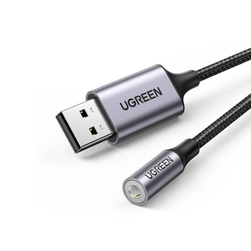 Adaptador Áudio Ugreen Usb A Macho p/3.5mm Fêmea Preto