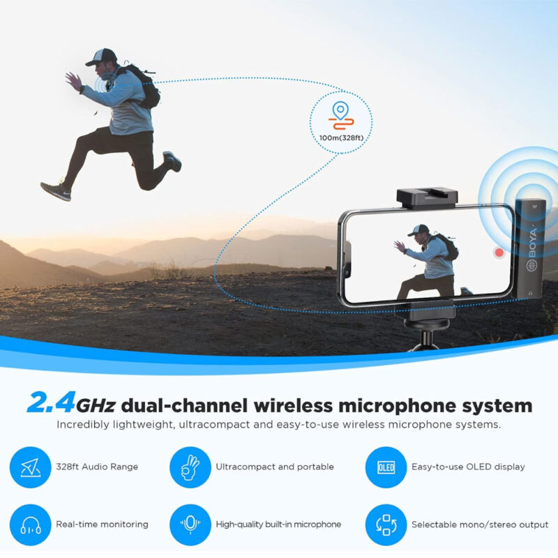 Microfone de Lapela Sem Fio Boya By-xm6-s3 p/Ios Preto