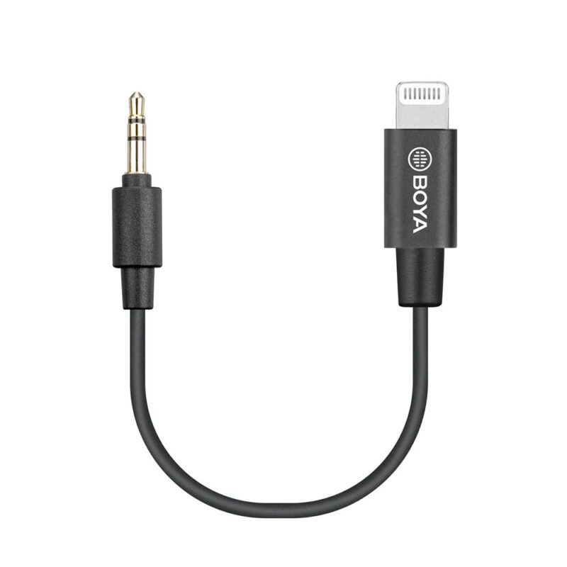 Cabo Adaptador Áudio Boya By-k1 3.5mm p/Lightning Preto