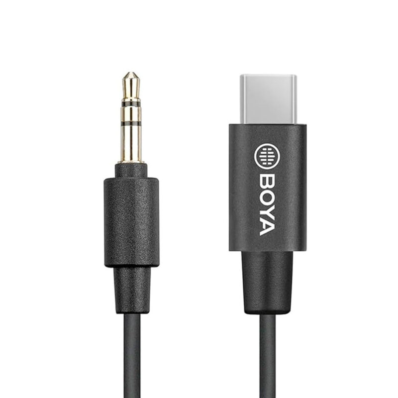 Cabo Adaptador Áudio Boya By-k2 UsbC p/3.5mm Macho Preto