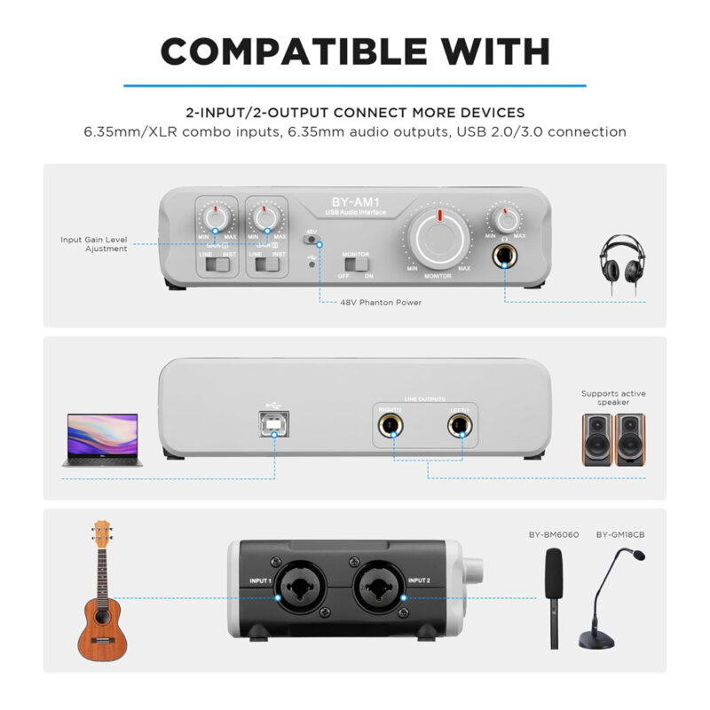 Mixer de Áudio Boya By-Aam1 para Microfone Xlr Preto