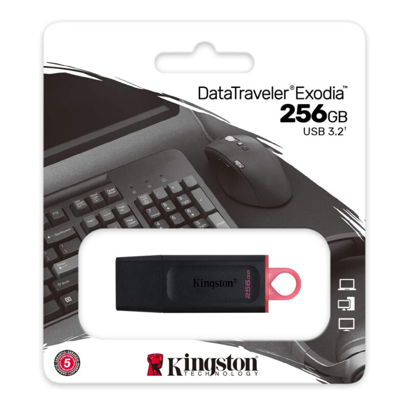 Pendrive Kingston 256gb Usb 3.2 Flash Drive Exodia Preto
