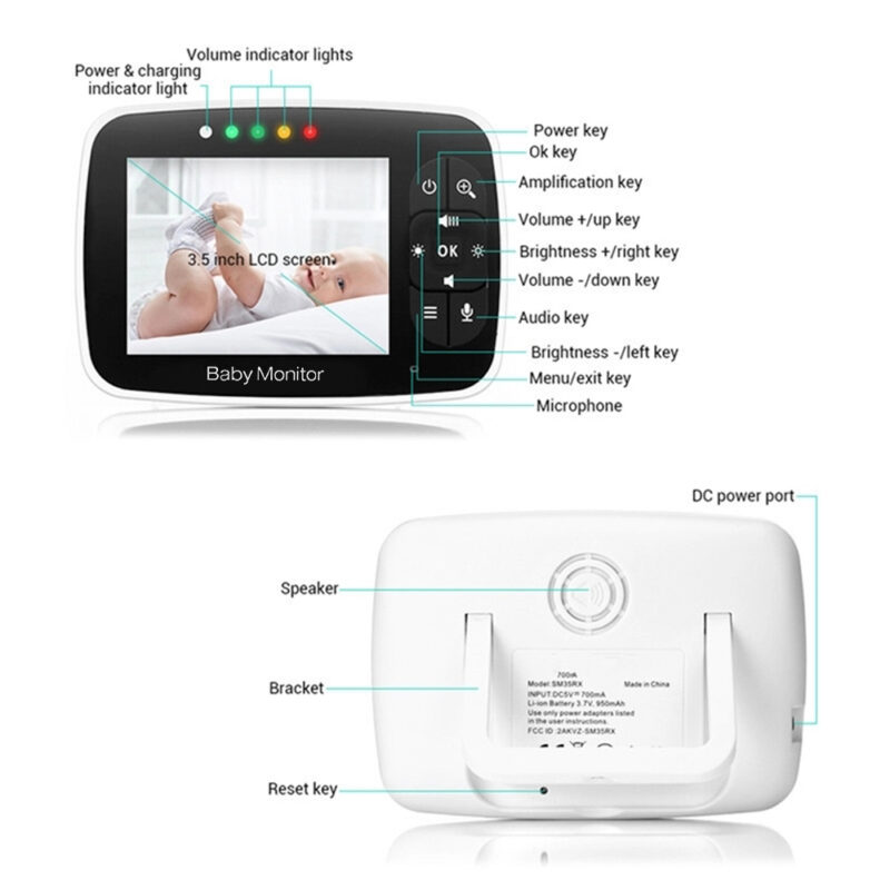 Babá Eletrônica Baby Monitor Câmera 2.4Ghz Tela 3.5 pol.