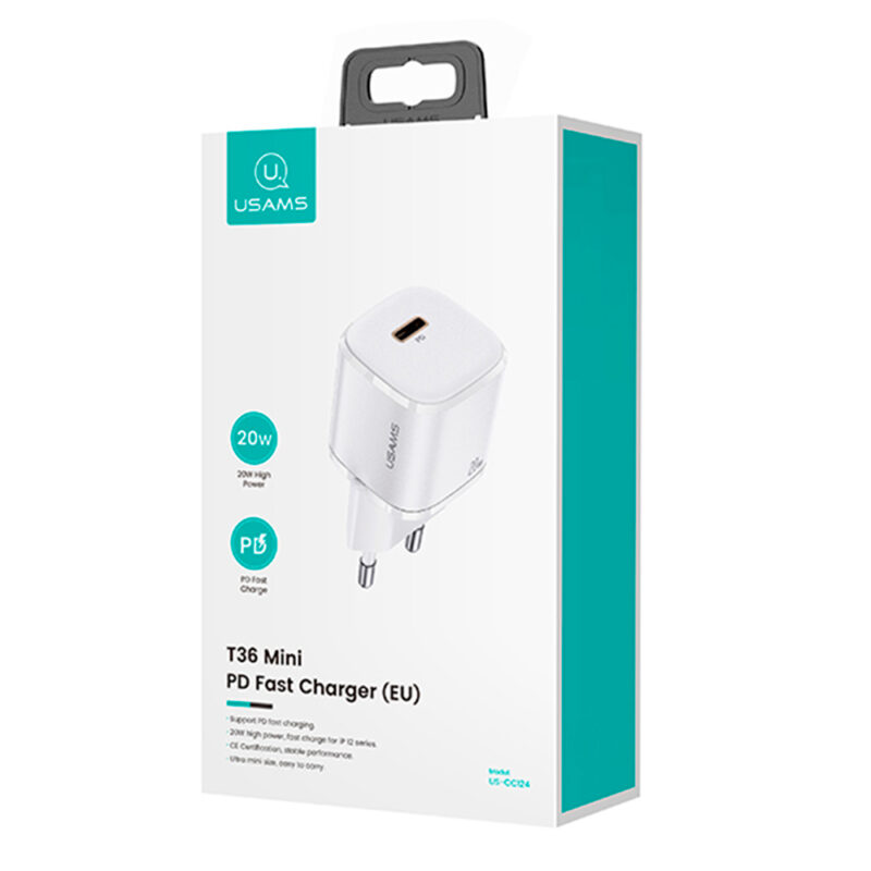 Carregador de Parede Usams 20W Pd 1x Porta Tipo C Branco