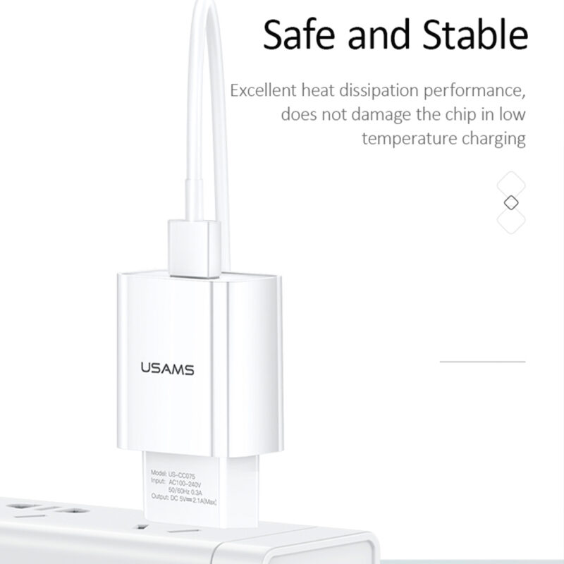 Carregador de Parede Usams Máx. 2.1A Porta Usb A Branco