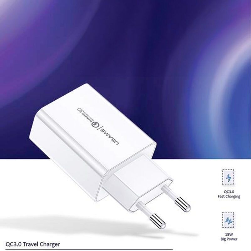Carregador de Parede Usams 1x Porta Usb A Qc3.0 Branco