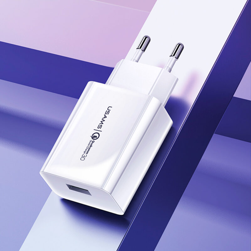 Carregador de Parede Usams 1x Porta Usb A Qc3.0 Branco