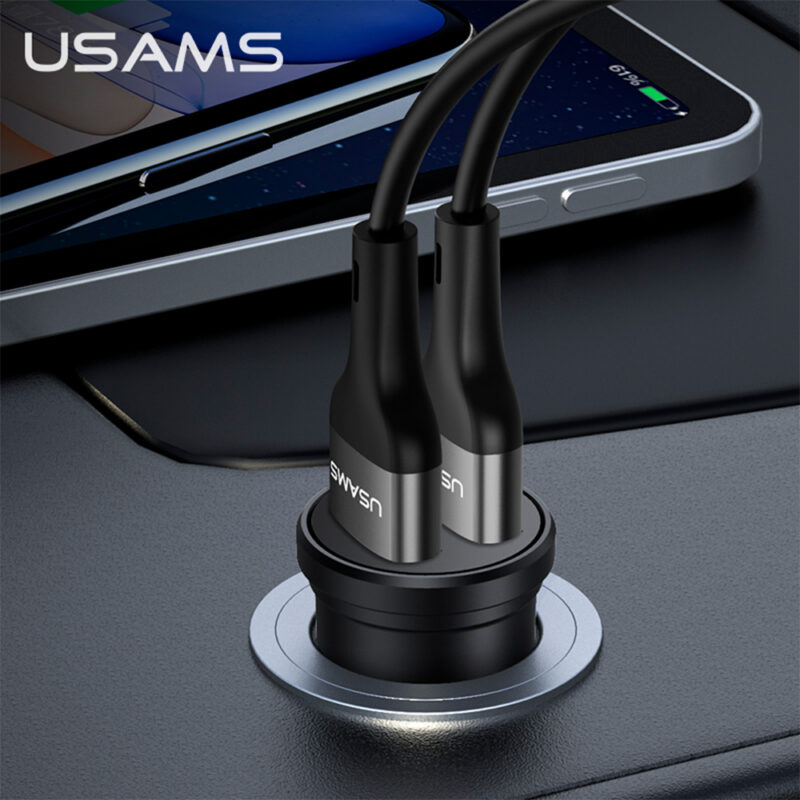 Carregador Veicular Usams Máx. 2.4A 2x Porta Usb A Preto