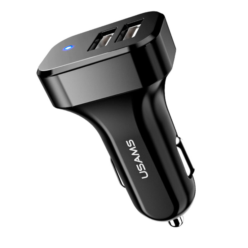 Carregador Veicular Usams Máx. 2.1A 2x Porta Usb A Preto