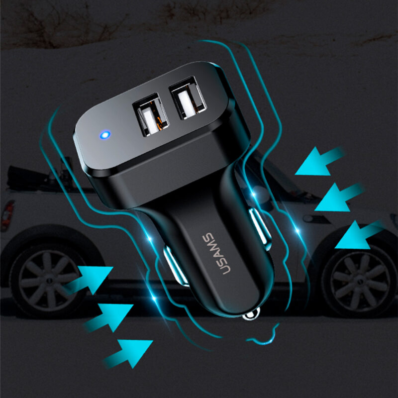 Carregador Veicular Usams Máx. 2.1A 2x Porta Usb A Preto