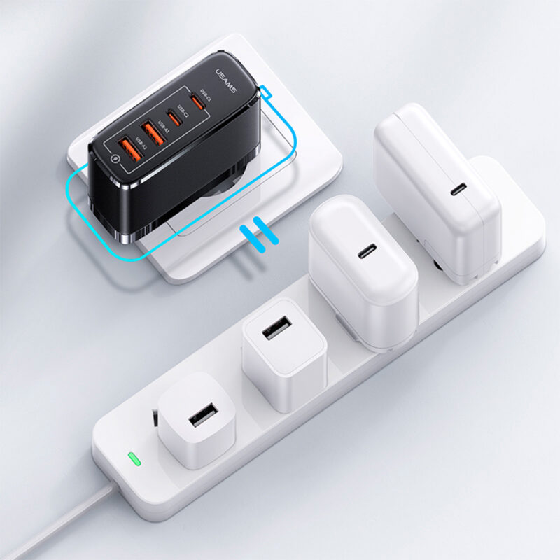 Carregador de Mesa Usams Portas Usb A/C Máx. 100W Preto