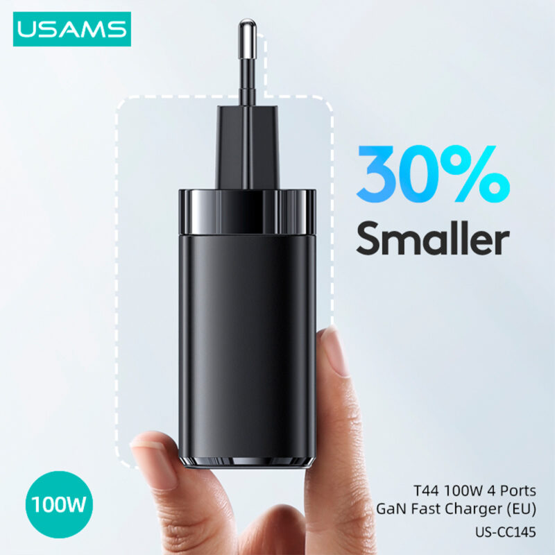 Carregador de Mesa Usams Portas Usb A/C Máx. 100W Preto