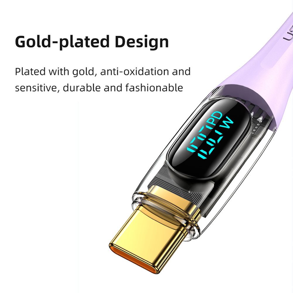 Cabo Usb Usams Usb C para Usb C Pd 100W 2 Metro Púrpura