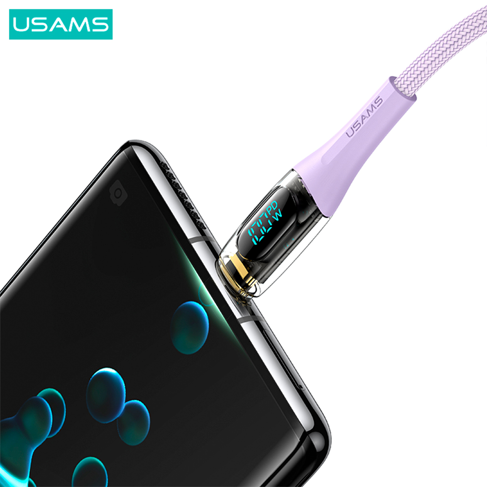Cabo Usb Usams Usb C para Usb C Pd 100W 2 Metro Púrpura