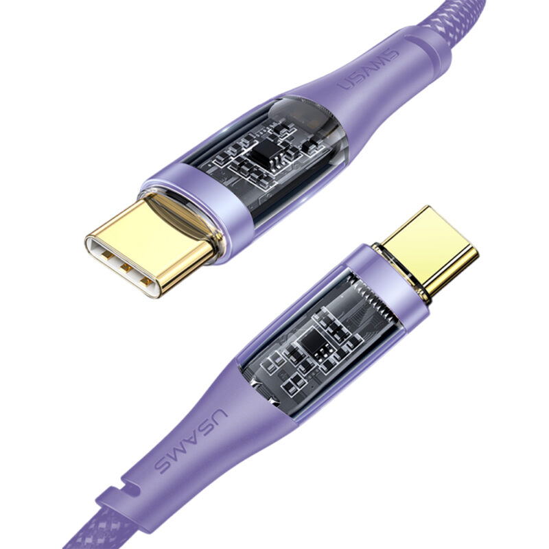 Cabo Usb Usams Usb C pra Usb C Pd 100W 1.2Metros Púrpura