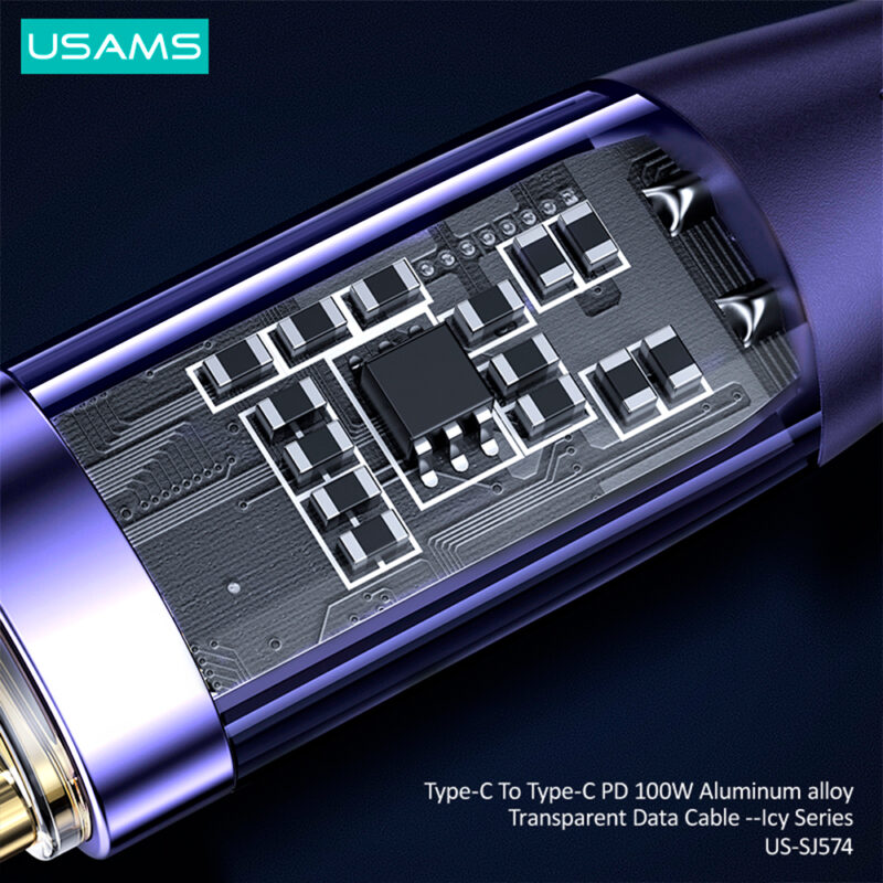 Cabo Usb Usams Usb C pra Usb C Pd 100W 1.2Metros Púrpura
