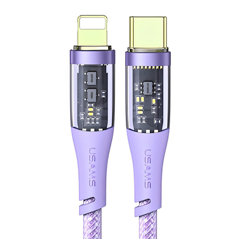 Cabo Usb Usams Tipo C pra Lightning Pd 20W 1.2 M Púrpura