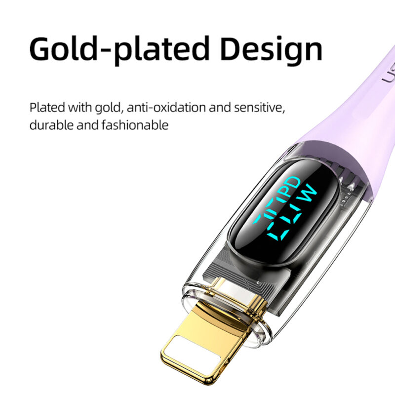Cabo Usb Usams Tipo C pra Lightning Pd 20W 1.2M Púrpura