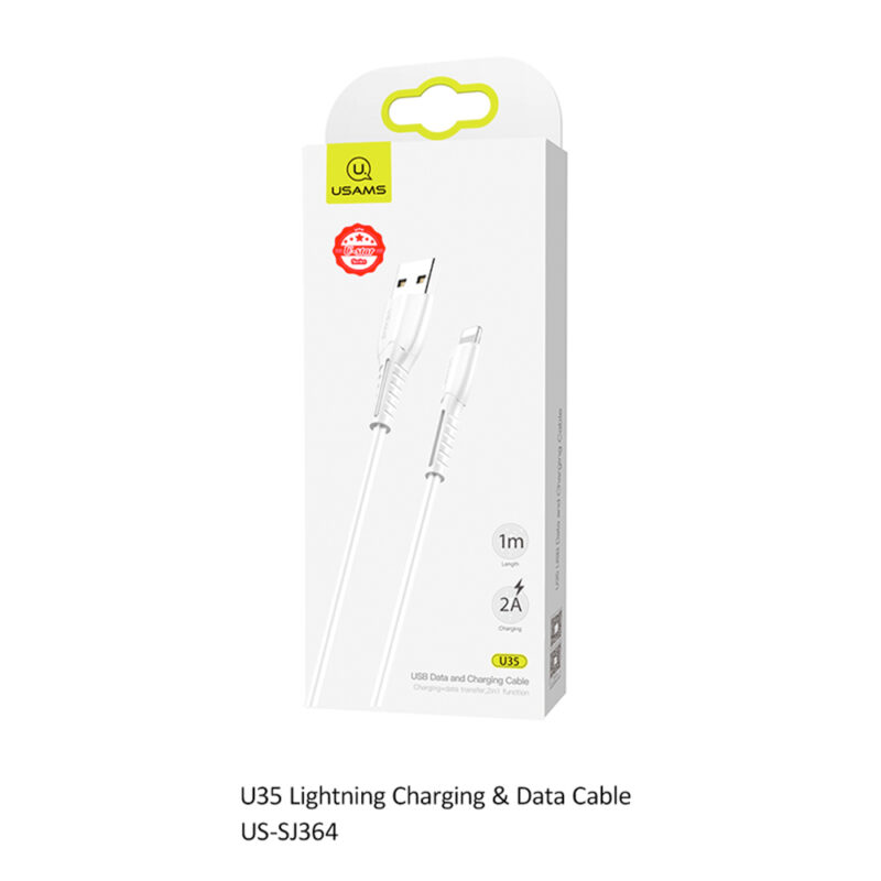 Cabo Usb Usams Usb A pra Lightning Máx. 2A 1Metro Branco