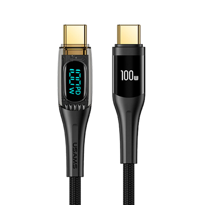 Cabo Usb Usams Usb C pra Usb C Pd 100W 2 Metros Preto