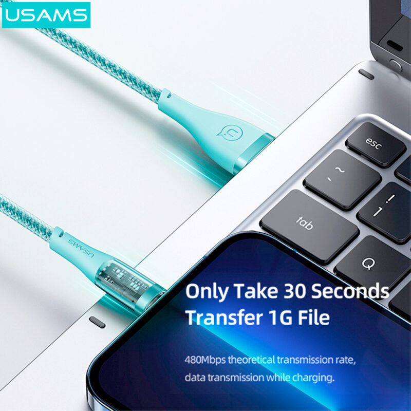 Cabo Usb Usams Usb C pra Usb C Pd 100W 1.2 Metros Verde