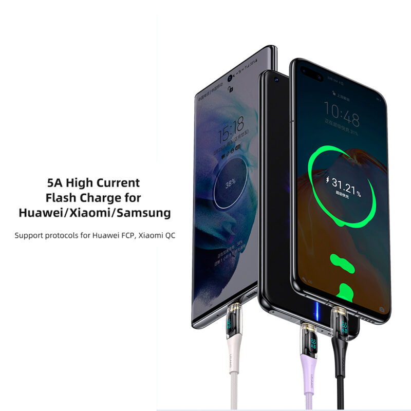 Cabo Usb Usams Usb C para Usb C Pd 100W 1.2 Metros Bege
