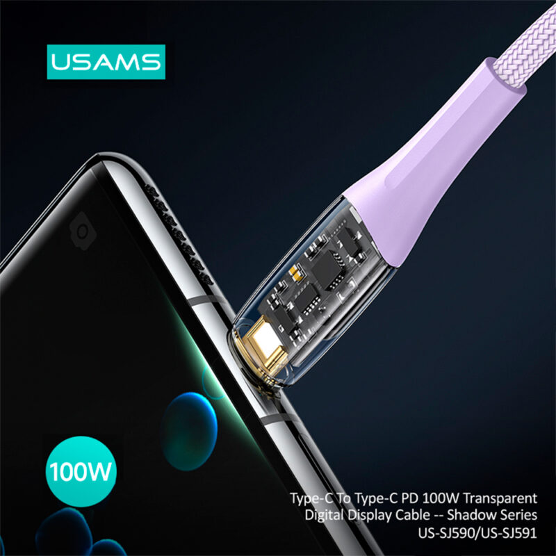Cabo Usb Usams Usb C para Usb C Pd 100W 1.2 Metros Bege