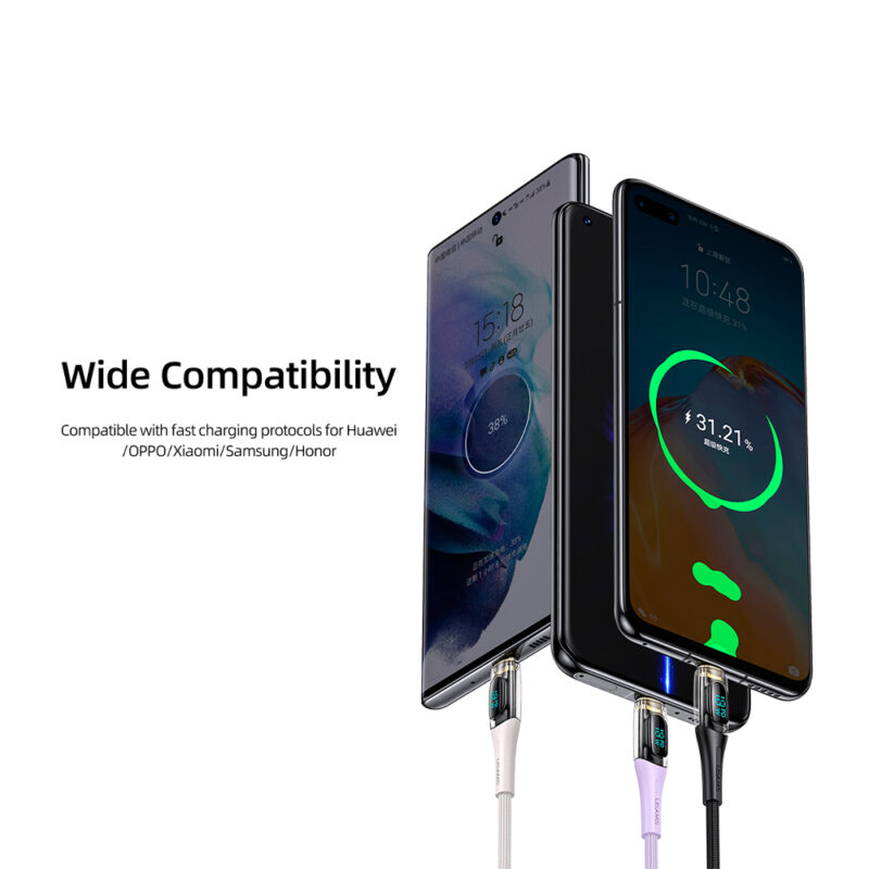 Cabo Usb Usams Usb A pra Tipo C 6A 66W 1.2Metros Púrpura