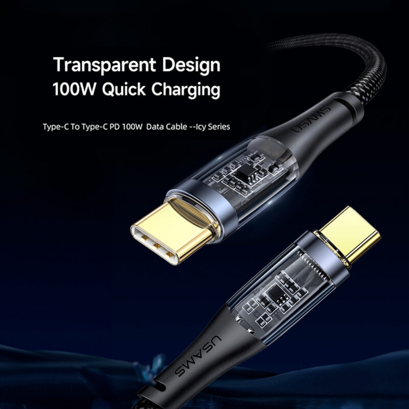 Cabo Usb Usams Usb C para Usb C Pd 100W 1.2Metro Preto