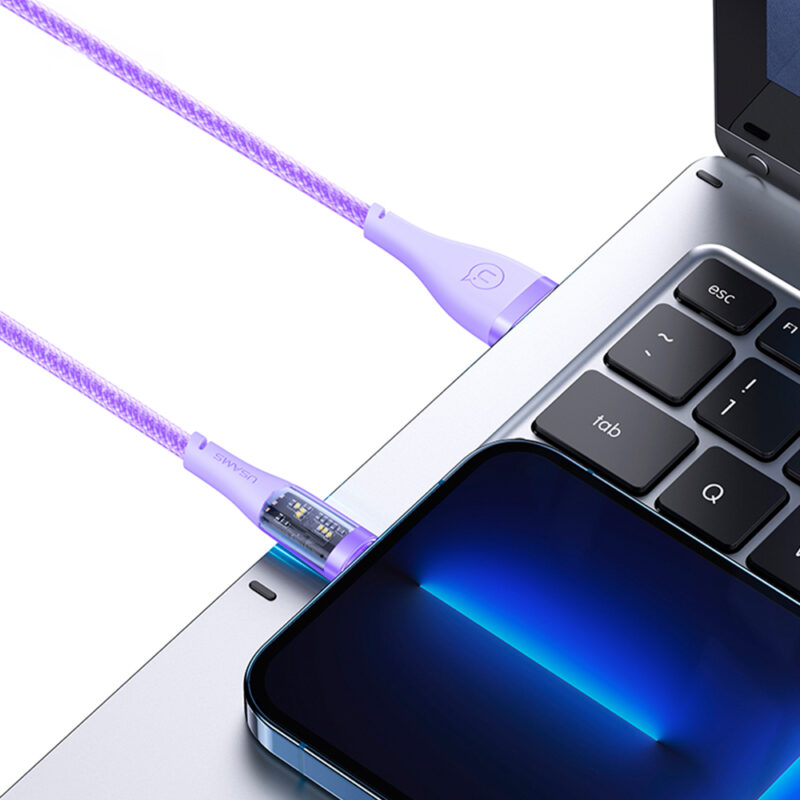 Cabo Usb Usams Usb A pra Lightning 2.4A 1.2Metro Púrpura