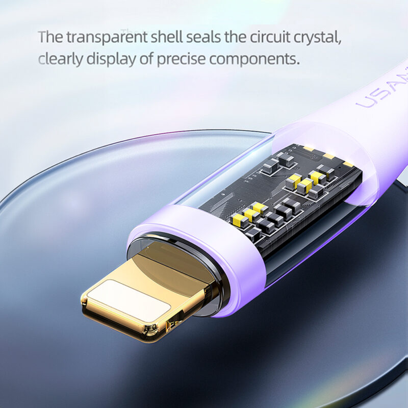 Cabo Usb Usams Usb A pra Lightning 2.4A 1.2Metro Púrpura