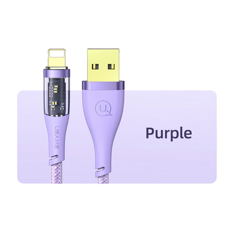 Cabo Usb Usams Usb A pra Lightning 2.4A 1.2Metro Púrpura