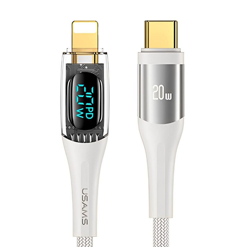 Cabo Usb Usams Usb C pra Lightning Pd 20W 1.2 Metro Bege