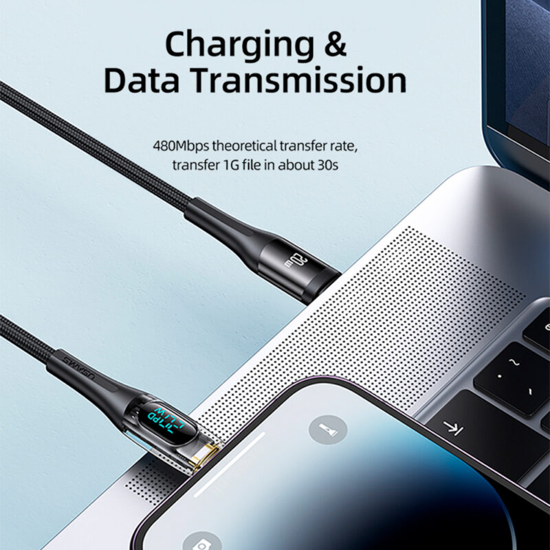 Cabo Usb Usams Usb C pra Lightning Pd 20W 2 Metros Preto