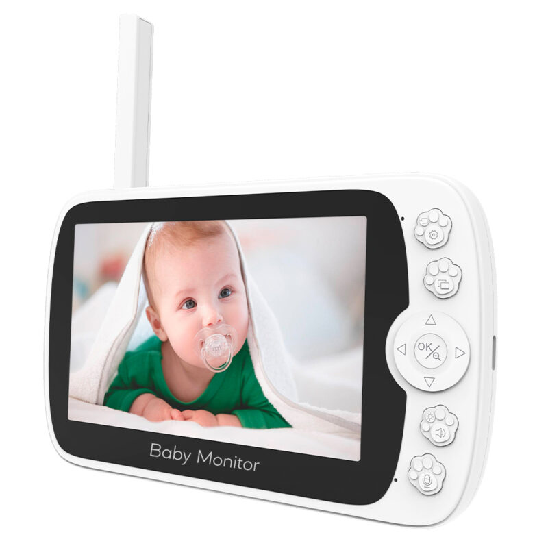 Babá Eletrônica BabyMonitor Tela 5" Câmera 2.4Ghz Branca