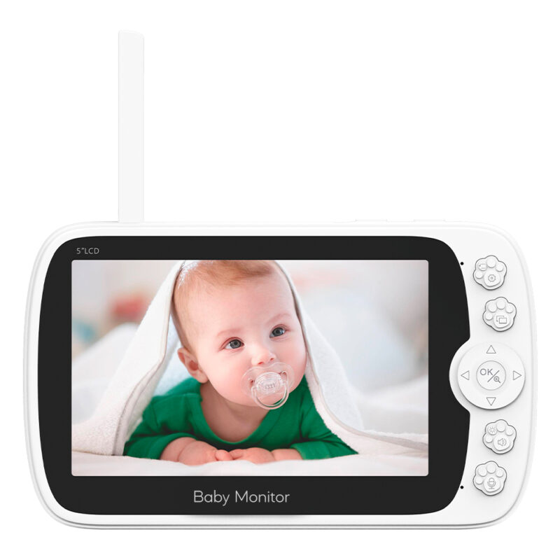 Babá Eletrônica BabyMonitor Tela 5" Câmera 2.4Ghz Branca