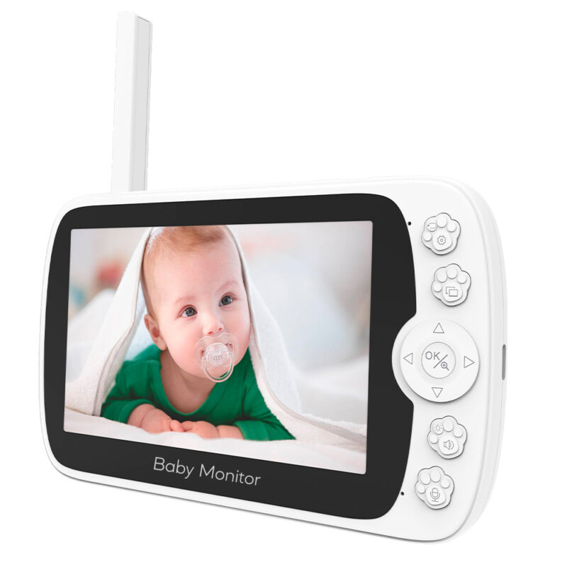Babá Eletrônica BabyMonitor Tela 5" Câmera 2.4Ghz Branca