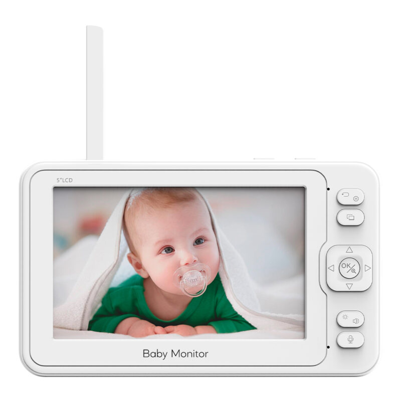 Babá Eletrônica BabyMonitor Tela 5" Câmera 2.4Ghz Branca