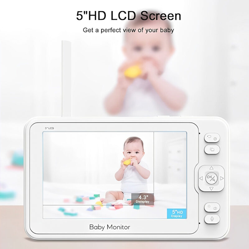 Babá Eletrônica BabyMonitor Tela 5" Câmera 2.4Ghz Branca
