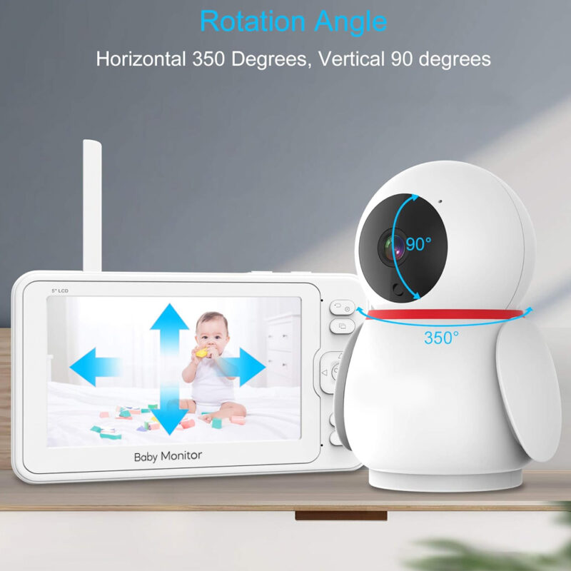 Babá Eletrônica BabyMonitor Tela 5" Câmera 2.4Ghz Branca
