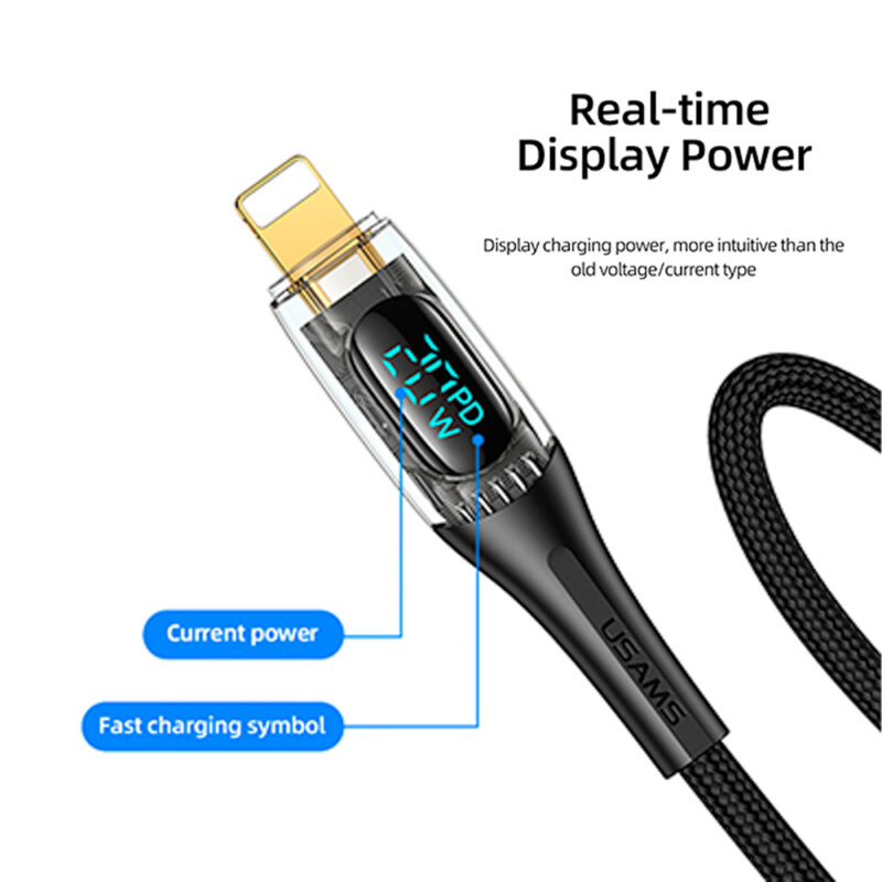 Cabo Usb Usams Usb C pra Lightning Pd 20W 1.2Metro Preto