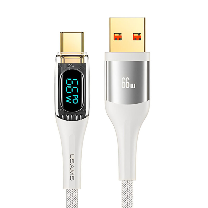 Cabo Usb Usams Usb A pra Usb C Máx. 6A 66W 2 Metros Bege