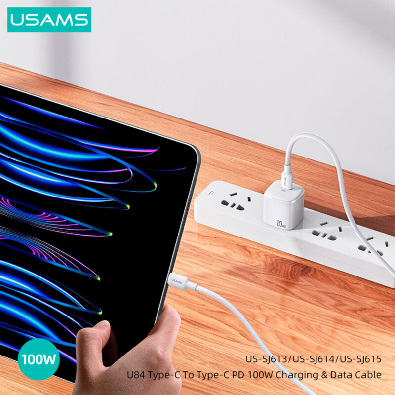 Cabo Usb Usams Usb C para Usb C Pd 100W 2 Metros Branco