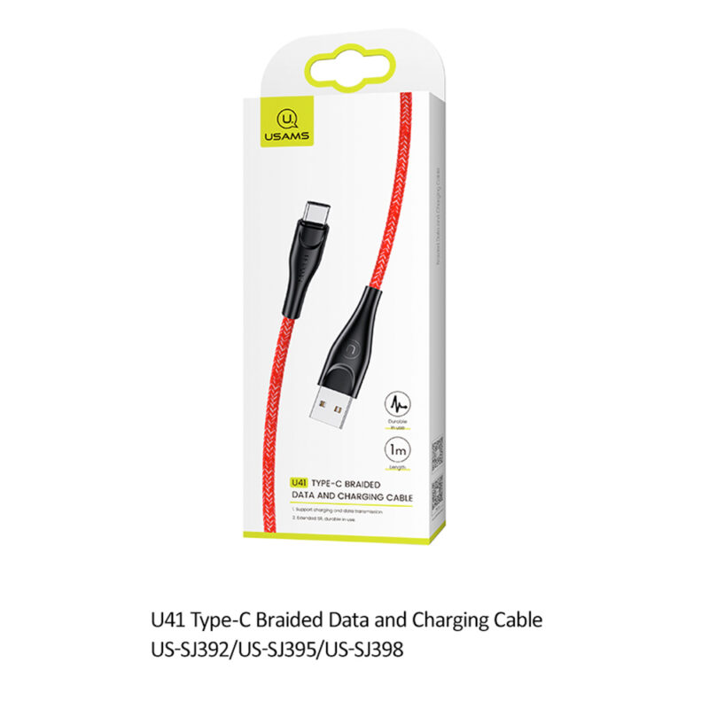Cabo Usb Usams Usb A para Usb C Max. 2A 1 Metro Vermelho
