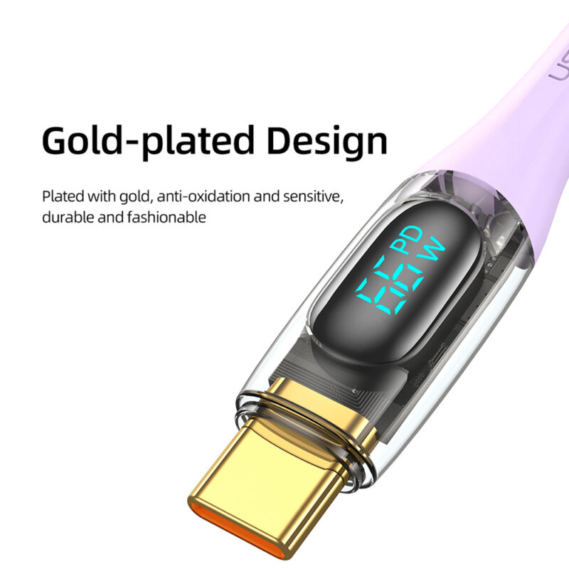Cabo Usb Usams Usb A pra Usb C Máx 6A 66W 2Metro Púrpura
